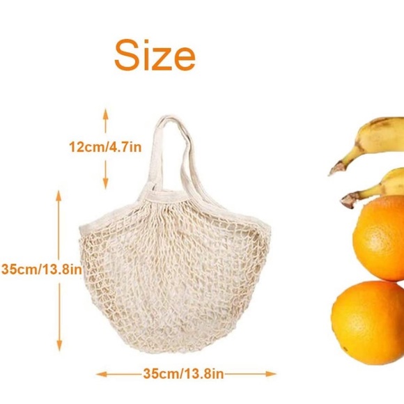 Fishnet French Market Mesh Tote Bag • Beige Cottagecore Prairie Farmhouse - Picture 6 of 6